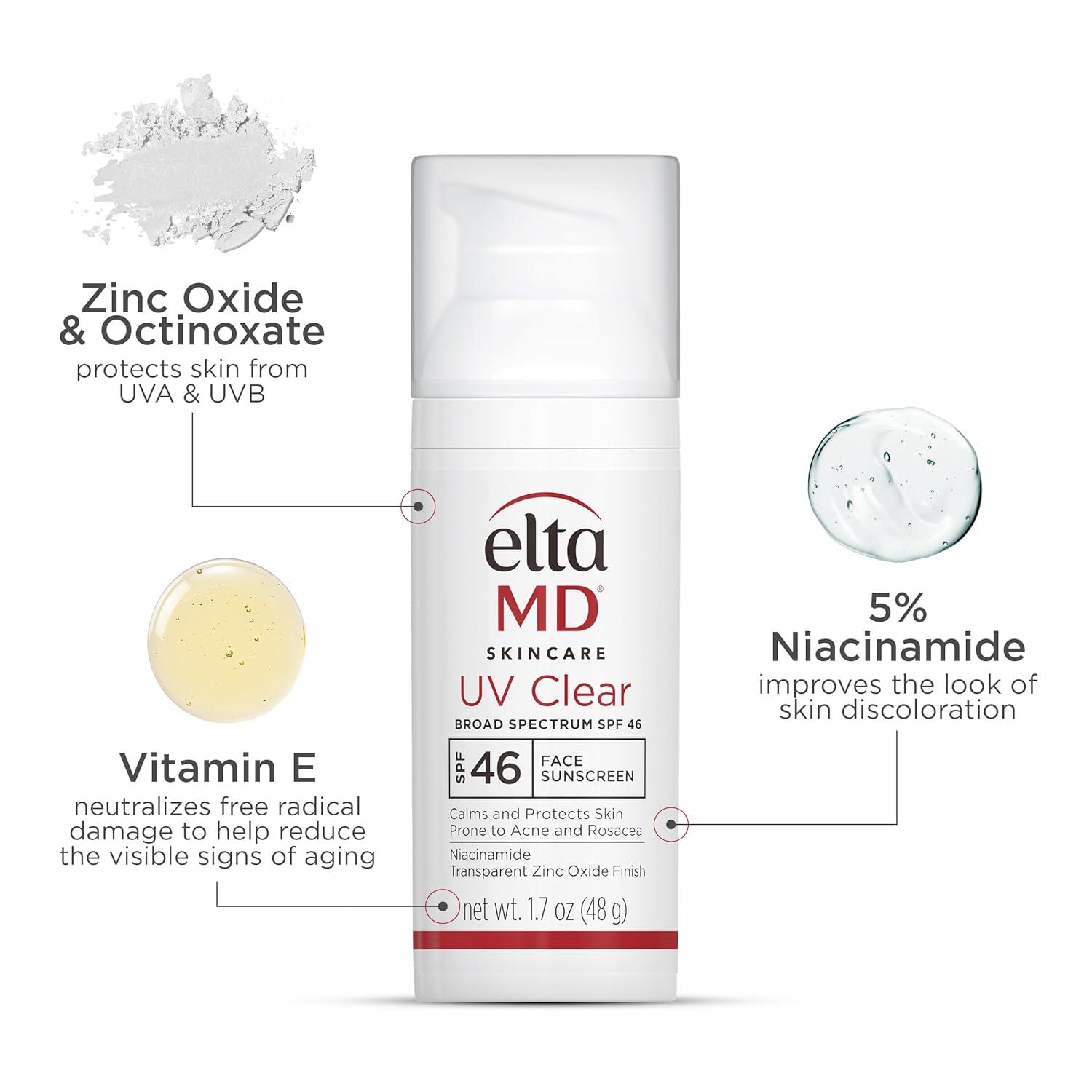 EltaMD UV Clear Face Sunscreen SPF 46, Oil Free Sunscreen with Zinc Oxide, Dermatologist Recommended Sunscreen 24hrsmart